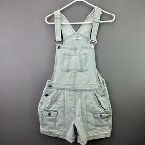 NY Trends 4 Denim Shortalls Womens Large Light Wash Utility Cargo Overalls L